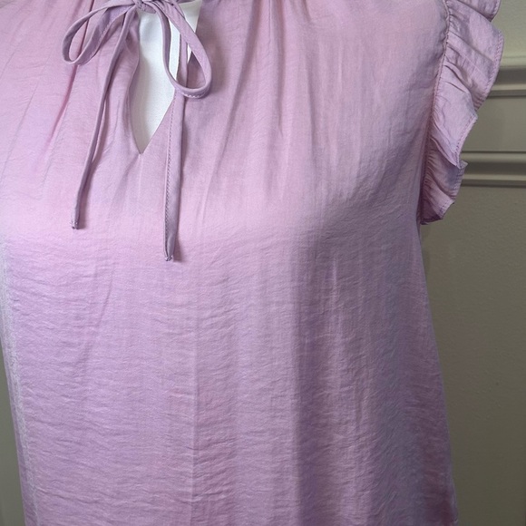 Cupcakes & Cashmere Purple Tie Front Ruffled Blouse - Picture 2 of 7